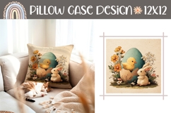 Cartoon Chick Pillow Case Design, Easter Pillow Print Product Image 1