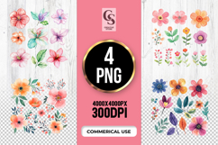Hibiscus Lily Floral Watercolor Clipart Sublimation PNG Product Image 1