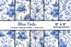 Blue Toile Digital Paper JPG Product Image 1