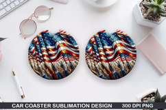 Flags Car Coaster Sublimation| 4th Of July Coaster PNG Product Image 1