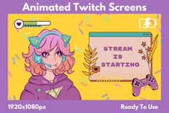 Animated Twitch Screens - Gamer Girl, Twitch Overlay Product Image 1
