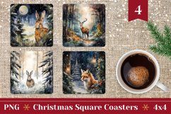 Christmas Square Coaster Designs, Winter Animals Sublimation Product Image 1