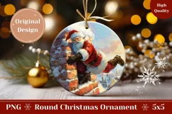 Santa Claus Ornament Design, Christmas Chimney Ornament PNG Product Image 1