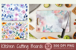 Pastel Watercolor Floral Cutting Boards sublimation Design Product Image 1
