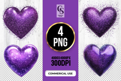Purple Glitter Hearts PNG Clipart Product Image 1