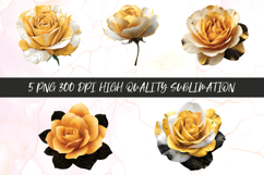 Golden Yellow Rose Bloom Clipart Sublimation PNG Product Image 1