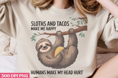 Sloths And Tacos make PNG, Sloth Sublimation PNG Product Image 2
