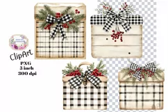 Christmas, Presents, Ephemera, PNG, watercolor, Clipart Product Image 1