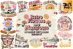 Retro Flower &amp; Mushroom PNG Bundle Product Image 1