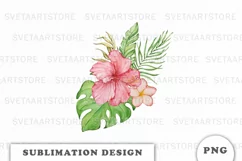 Watercolor Tropical flowers bouquet PNG Product Image 1