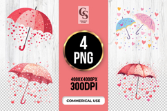 Heart Umbrella Love Clipart Sublimation PNG Product Image 1