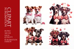 Cute dog valentine day clipart sublimation png Product Image 1