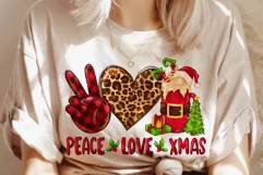 Peace Love Christmas Sublimation Design PNG, Xmas T Shirt Product Image 2