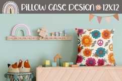 Hippie Pillow Case Design, Floral Pillow Sublimation PNG Product Image 1