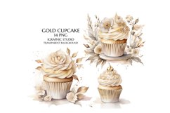 Gold Floral Cupcake Clipart Product Image 1