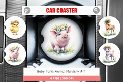 Baby Farm Animal Nursery Art Car Coaster Product Image 1