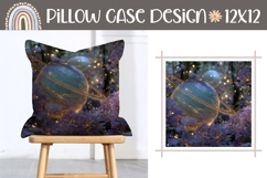 Cosmic Pillow Case Design, Glitter Pillow Sublimation Product Image 1