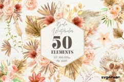 Boho Flowers Watercolor Clipart Bundle Product Image 1