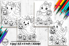 Cute Halloween coloring pages, Cute ghost png Product Image 1