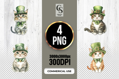 Cute Shamrock Top Hat Cat Clipart Sublimation PNG Product Image 1
