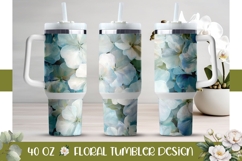 Hydrangea Tumbler, Blue 40 Oz Tumbler Template Product Image 1