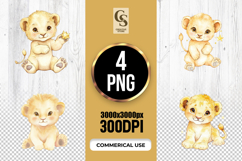 Cute Lion Cub Watercolor Clipart Sublimation PNG Product Image 1