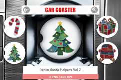 Santa Helpers Denim Car Coaster Product Image 1