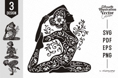 Elegant Floral Yoga Silhouette Bundle SVG Product Image 1