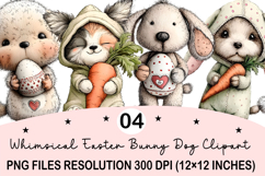 Whimsical Easter Bunny Dog Clipart Watercolor Easter Bunny Product Image 1