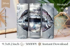 Holographic Lips Tumbler Wrap, Diamonds Tumbler Design Product Image 1