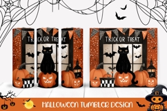 Trick Or Treat Halloween Tumbler, Halloween Cat Tumbler PNG Product Image 1