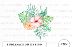 Watercolor Tropical Flowers Bouquet png Product Image 1