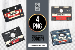 Retro Game Cassette Tape Clipart Sublimation PNG Product Image 1