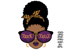 Trick or Treat Afro Woman with Leopard Bandana Sunglasses Product Image 1