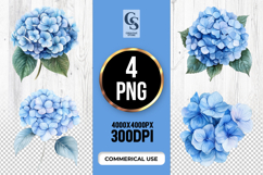 Blue Hydrangea Flower Clipart Sublimation PNG Product Image 1