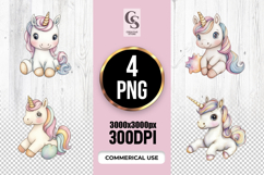 Cute Baby Unicorn Clipart Sublimation PNG Product Image 1