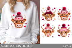 Valentines Cow Sublimation. Valentine Cow T-Shirt Design Product Image 1