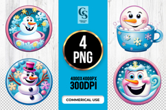 Cute Snowman Cartoon Clipart Sublimation PNG Product Image 1