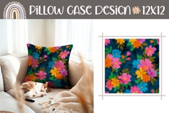 Colorful Pillow Design, Cartoon Flowers Pillow Case PNG Product Image 1