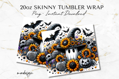 Gothic Ghost Sunflower Halloween 20 oz Tumbler Wrap PNG Product Image 2