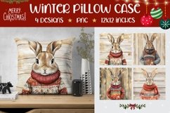 Cartoon Hare Pillowcase Designs, Winter Animals Pillow Case Product Image 1