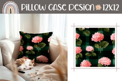 Pink Hydrangea Pillow Template, Floral Pillow Case PNG Product Image 1
