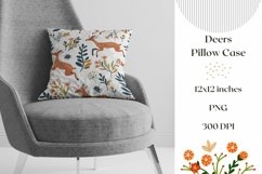 Cute Deer Pillow Case Design, Floral Pillowcase Sublimation Product Image 1