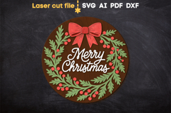 Christmas Wreath SVG laser cut file for Glowforge Product Image 1