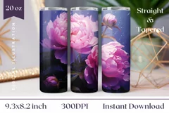 Peony Flowers Tumbler Sublimation, Peony Sublimation Design Product Image 1