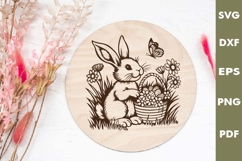 Easter Bunny engraved SVG, Rabbit Laser file, Cutting board Product Image 2