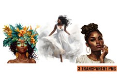 Watercolor Black Women Clipart, PNG Product Image 1