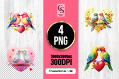 Love Birds Heart Illustration Clipart Sublimation PNG Product Image 1