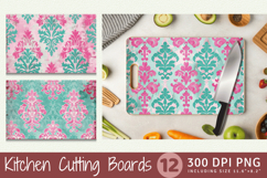 Pink &amp; Teal Damask Cutting Boards sublimation Designs Product Image 1