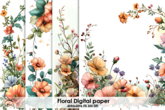 Floral digital paper, background clipart Product Image 1